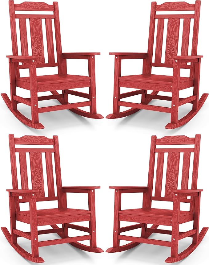 SERWALL Oversized Rocking Chair, HDPE Outdoor Rocking Chairs Set of 4, Patio by SERWALL