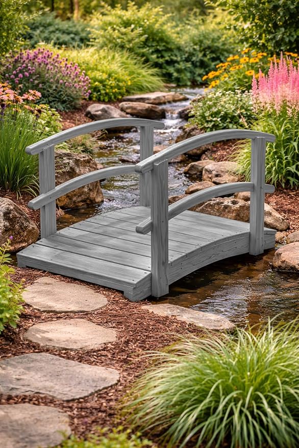 4 FT Grey Amish Made Garden Bridge - Image 3