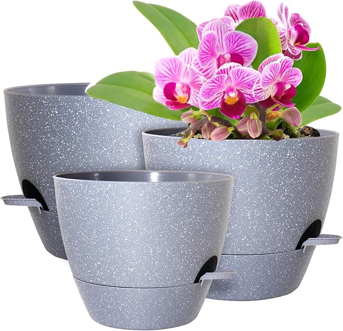 Big Self Watering Pots 12/10/9 inch, Plant Pots by WSMKSZ
