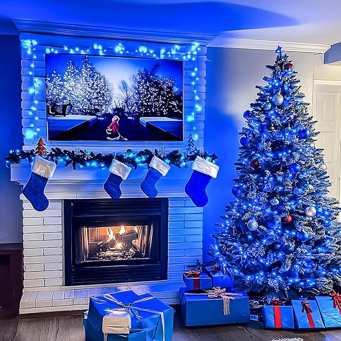 JMEXSUSS 150 LED Blue Christmas Lights Indoor Outdoor, Connectable 59 ft String - Image 4