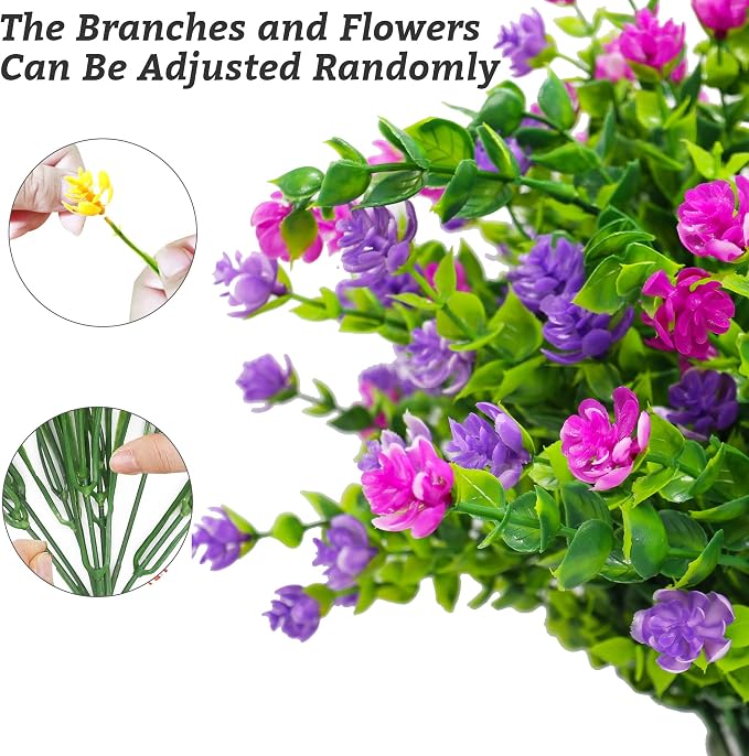 24 Bundles Artificial Fake Flowers Outdoor, 6 Styles UV Resistant No Fade Faux - Image 3