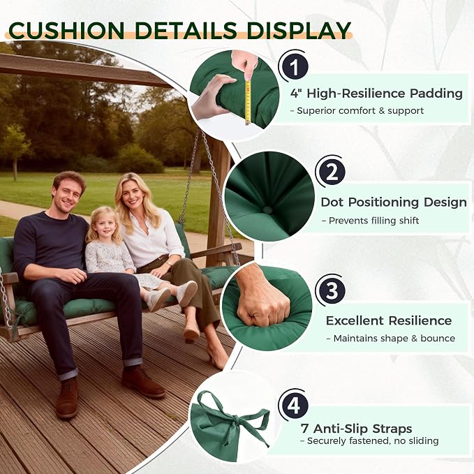 Porch Swing Cushions 60 Inch, Waterproof Patio 2 3 Seater Replacement - Image 3