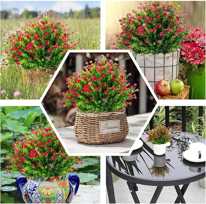 20 Bundles Artificial Flowers Outdoor Fake Flowers, UV Resistant No Fade Faux - Image 6