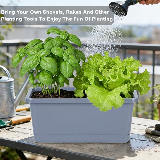 Window Box Planter 6 Packs, 13.8 Inches Rectangle Flower Pots - Image 3