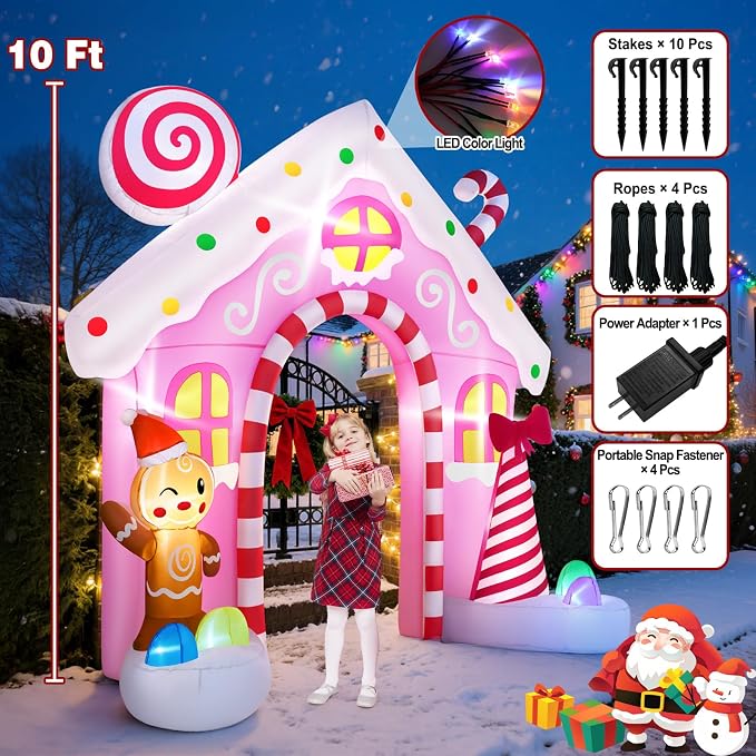 10 Ft Pink Inflatable Christmas Arch - Image 2