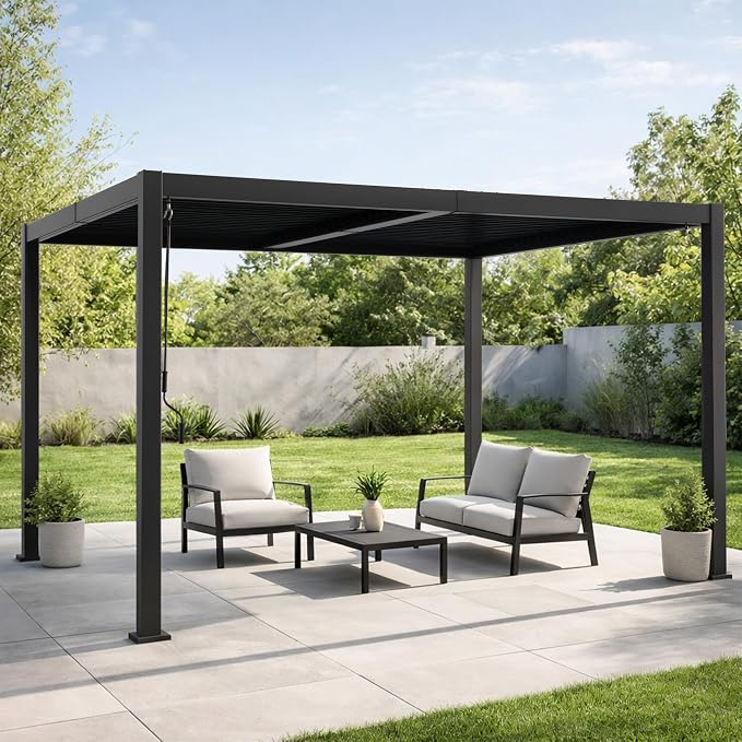 Kozyard Outdoor Louvered Pergola 10ft x 12ft Pergola Sun Shade All-Weather by Kozyard