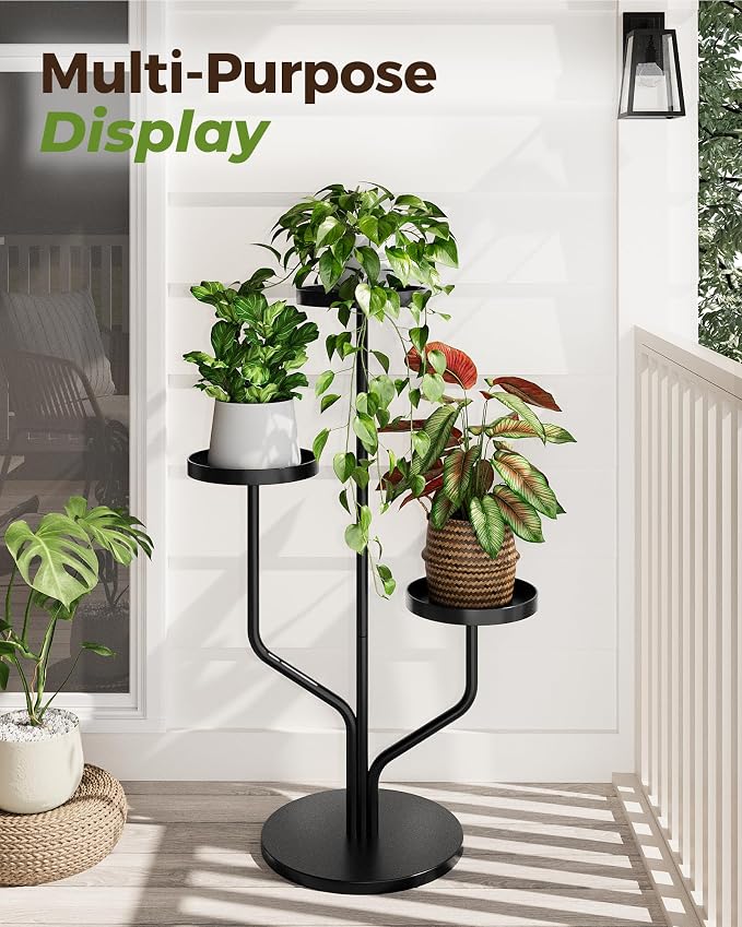 Bamworld 3 Tier Plant Stand Indoor Outdoor Metal Plant Shelf - Image 5