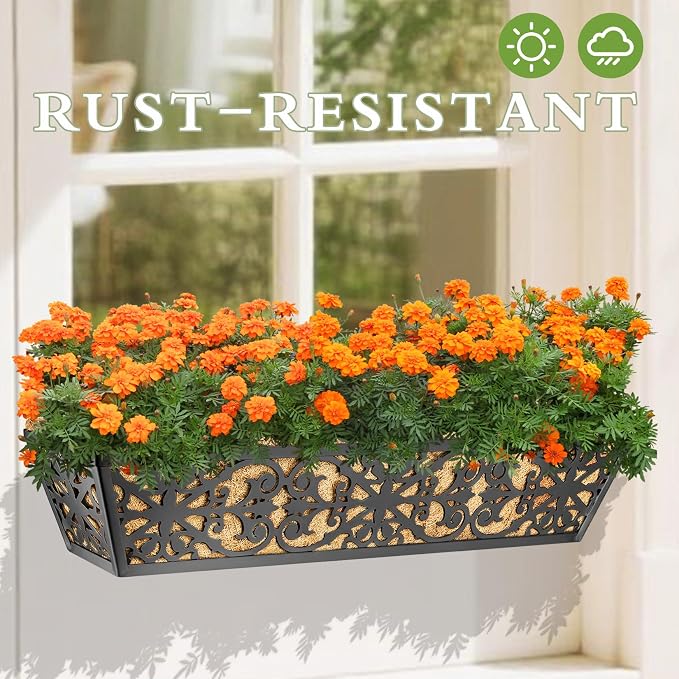 4 Pack 30 Inch Window Boxes Planters Railing Planter Box - Image 8