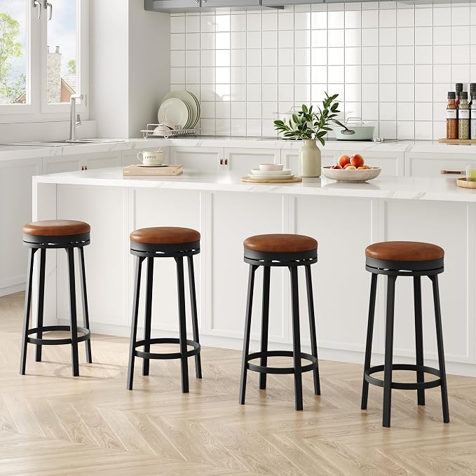 IDEALHOUSE 30'' Swivel Bar Stools Set of 4 - Image 4