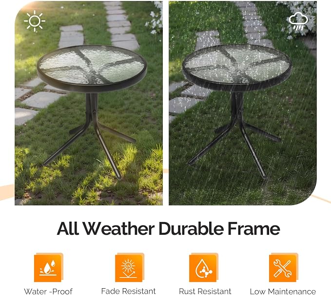 VINGLI Outdoor Side Table, Weatherproof Small Tables - Image 6