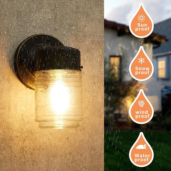 2 Pack Outdoor Wall Lantern, Exterior Waterproof Wall Sconce Light Fixtures - Image 2