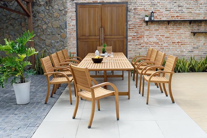 Amazonia Berlin Patio Stacking Chairs | Teak Finish | Durable and Ideal - Image 5