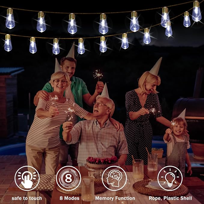 Outdoor String Lights, 24FT 20 LED Bulbs Shatterproof Patio String Lights - Image 2