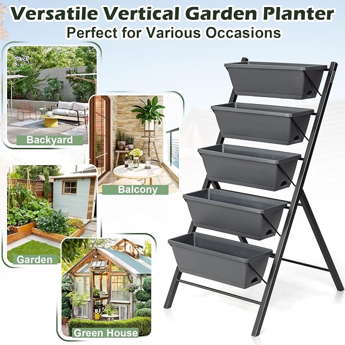 COSTWAY Vertical Raised Garden Bed, 5 Tier Planter Box - Image 8