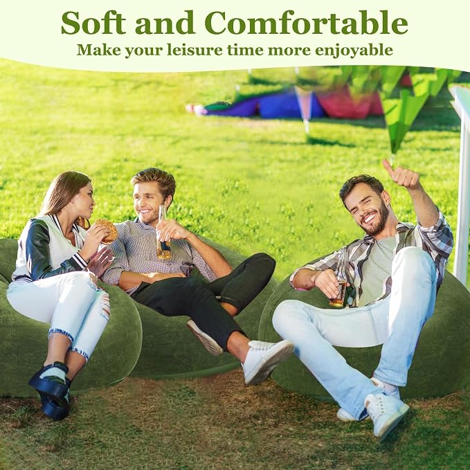 Realspring Inflatable Bean Bag Chairs Outdoor Blow up Camping Chairs Inflatable - Image 4