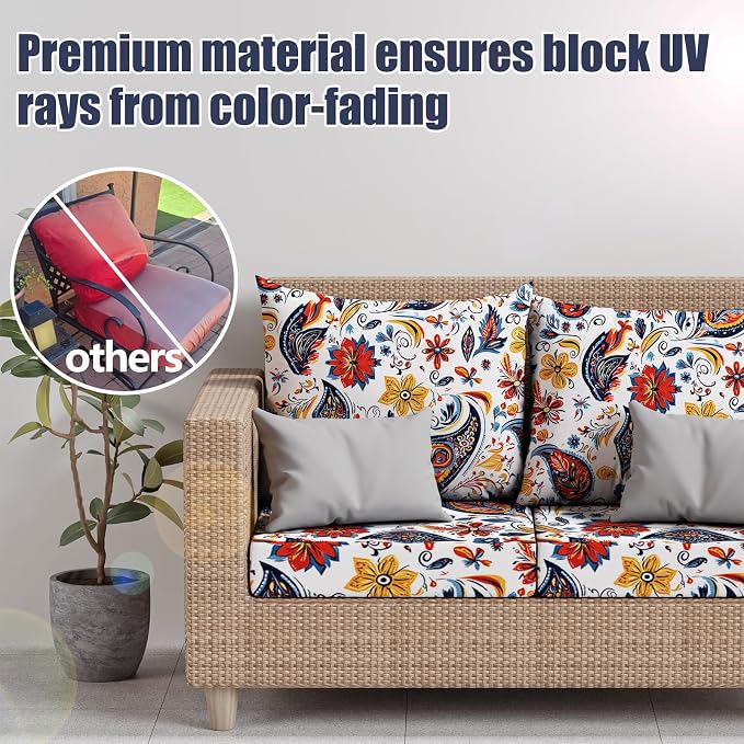 8Pcs Square Small Stretch Patio Cushion Covers, Couch & Sofa Replacement - Image 3