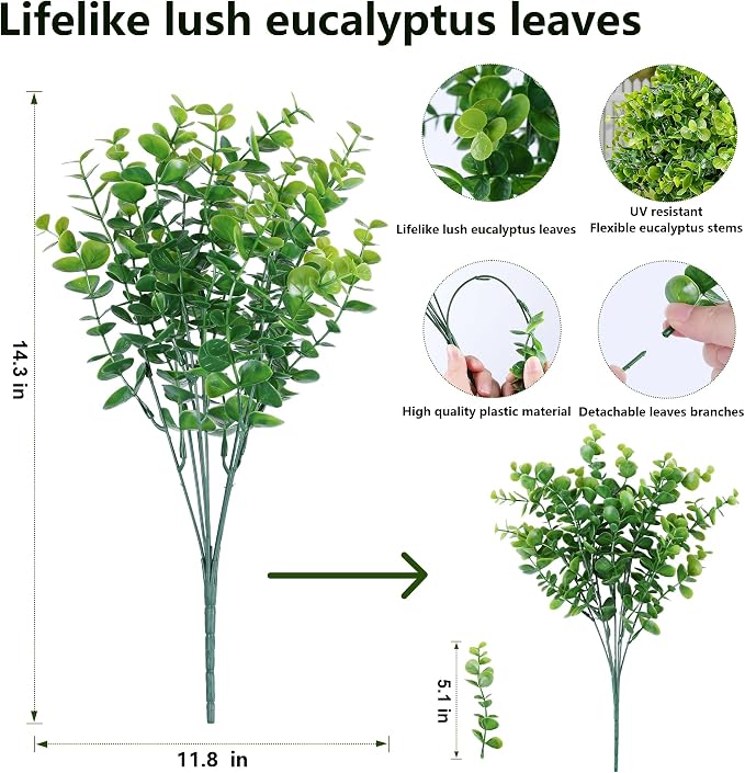 Artificial Faux Outdoor Plants for Spring Summer Decoration, 12 Bundles Fake - Image 6