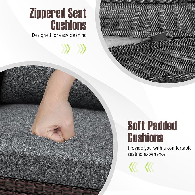 Tangkula 3 Pieces Patio Furniture Set, PE Rattan Wicker 3 Pcs Outdoor Sofa Set - Image 7
