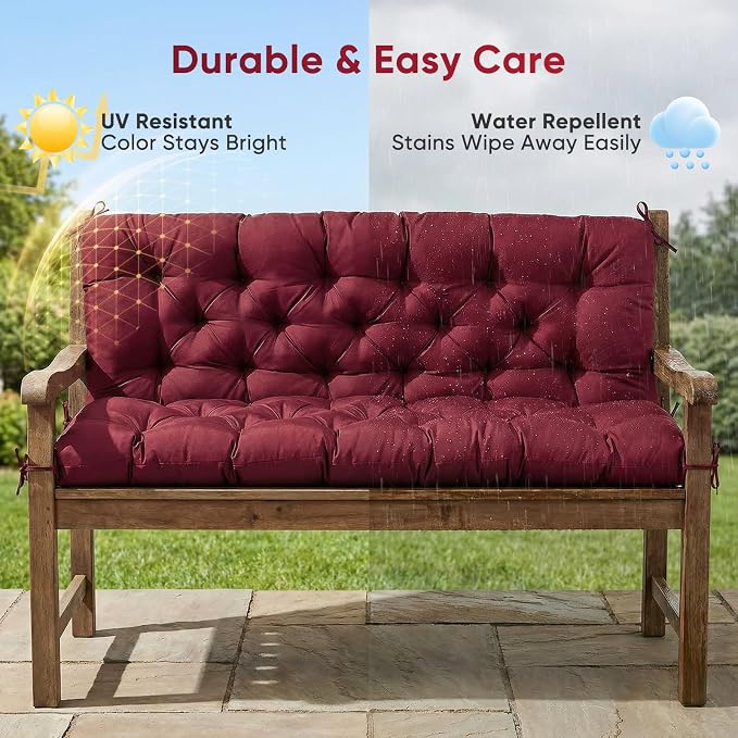 Waterproof Porch Swing Cushions 60 Inch, 2 3-Seater Replacement - Image 4