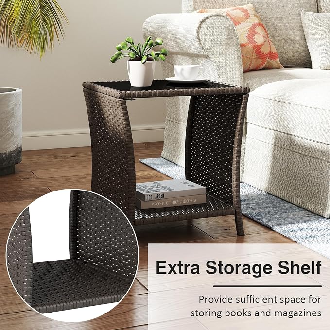 Kinfant Rattan Patio Side Table - Image 5
