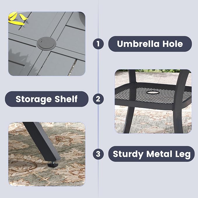 VICLLAX 40.6" Round Outdoor Table, Patio Dining Table - Image 9