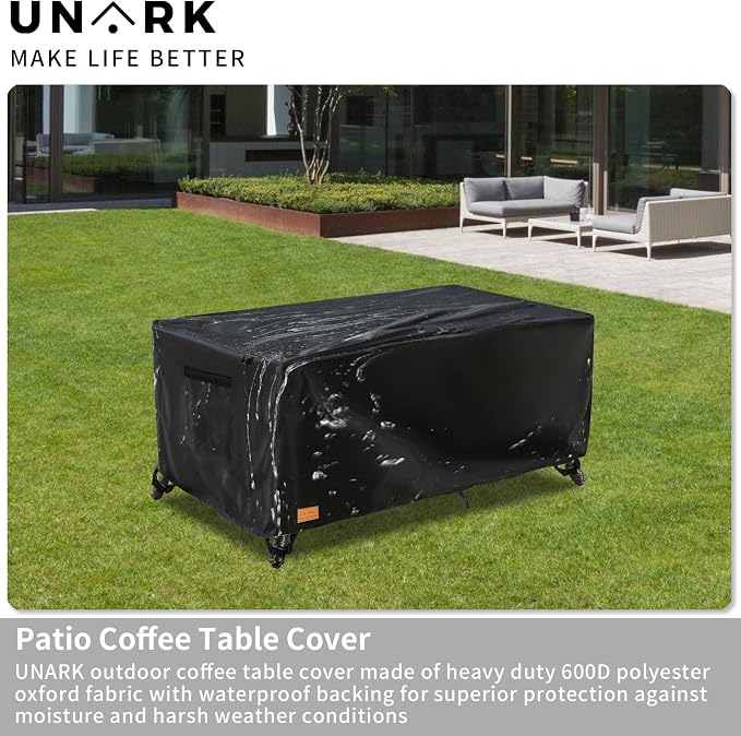 Outdoor Patio Coffee Table Cover, 600D Waterproof Heavy Duty Outdoor Table Cover - Image 5