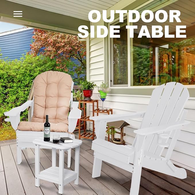 nalone Adirondack Side Table 16.5" Outdoor Side Table HDPE Plastic Double - Image 5