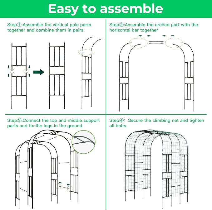 Garden Arch Trellis for Climbing Plants, 7.22 FT Tall Large Arbour Archway for - Image 6