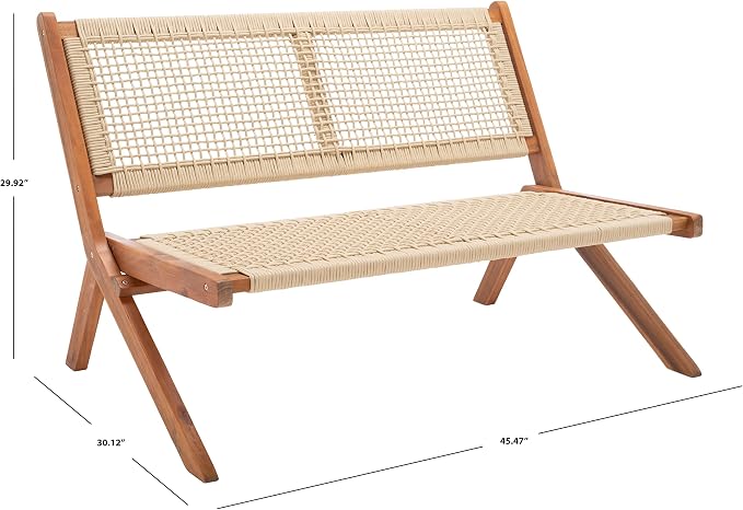 SAFAVIEH Outdoor Collection Kobina Natural Acacia Wood/Natural Rope Foldable - Image 3