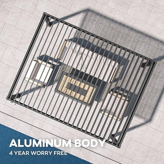 Mirador 111S Round Louvered Pergola Gazebo, 10Ft x 13Ft, Full Aluminum Frame - Image 3