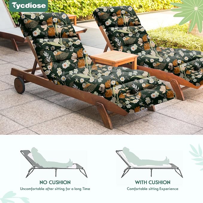 Chaise Lounge Cushions Outdoor Set of 2, 74.4 x 22 x 4.7 Inches Thickened - Image 6
