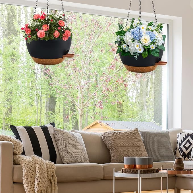 12 inch Hanging Planters for Indoor Plants, 2 Pack Self-Watering Hanging - Image 2