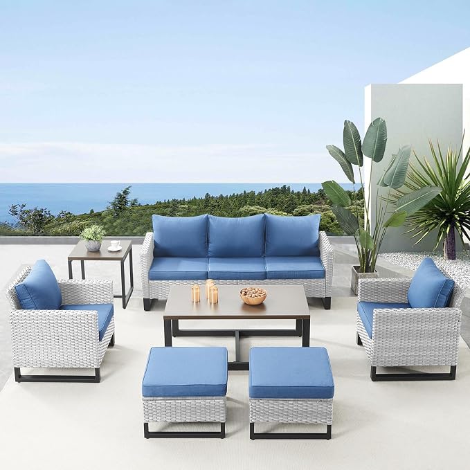 Belord 7 Piece Outdoor Furniture Patio Wicker Sofa Set, Oversize Outdoor Dining by Belord