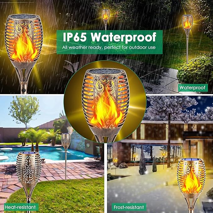 TomCare Solar Lights Outdoor 99 LED Higher & Larger Flickering Flame Solar - Image 4