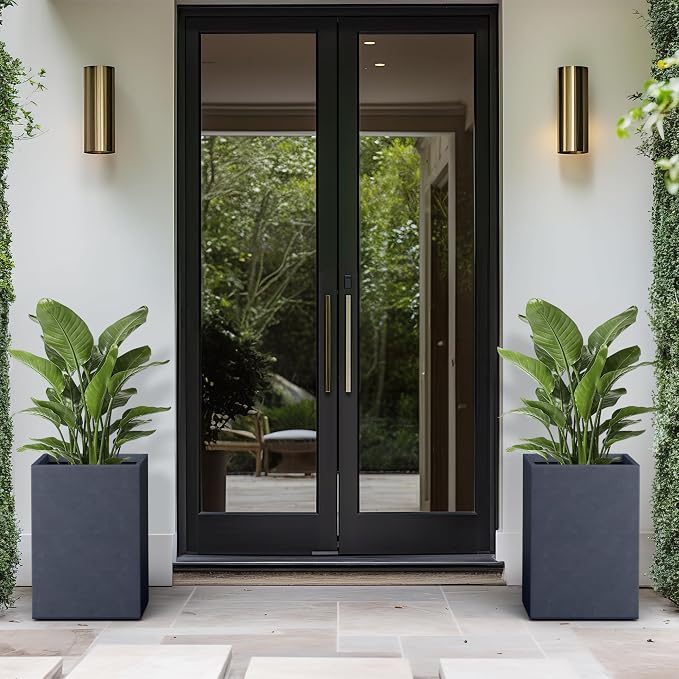 Kante 18.5" H Tall Rectangular Concrete Planters, Outdoor Indoor Lightweight - Image 6