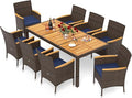 Tangkula 9 Pieces Rattan Outdoor Dining Set by TANGKULA