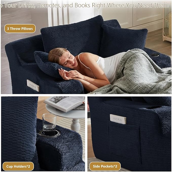 Oversized Chaise Lounge Chair Indoor, Upholstered Boneless Cloud Couch Chair - Image 6