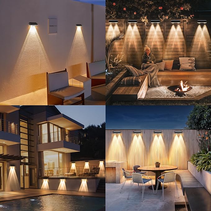 echosari Solar Fence Lights 8 Pack, 100 Lumen Ultra Bright Solar Wall Lights - Image 8