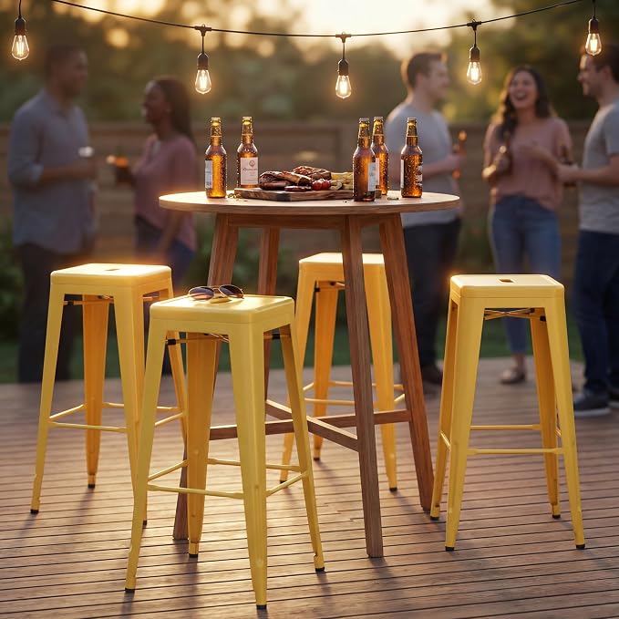 Shahoo 30 Inches Metal Bar Stools Counter Height Stackable Backless Stools - Image 9