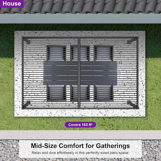PURPLE LEAF Louvered Pergola 11.5' x 15' Aluminum Outdoor Pergola - Image 9