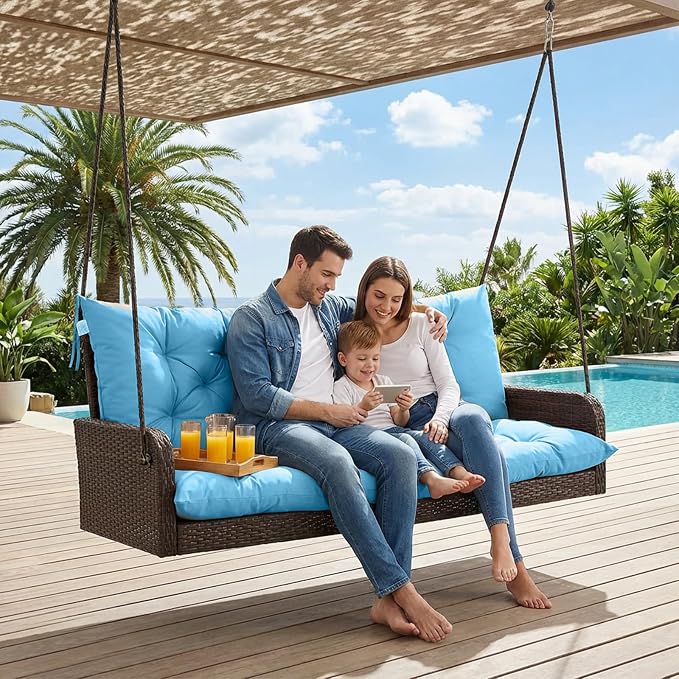 Waterproof Porch Swing Cushion Replacement, Thick 4" 2–3 Seat Outdoor Swing - Image 2