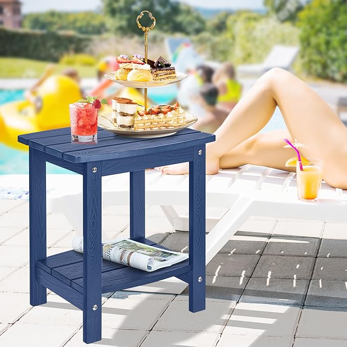Y&M Outdoor Side Table, HIPS Adirondack Small Double Layer Table, Waterproof - Image 2