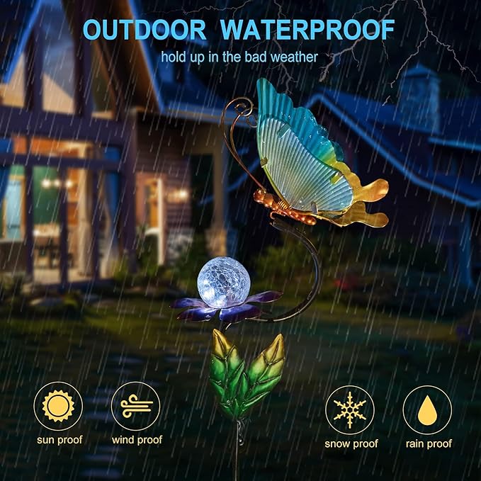 HONGLAND Solar Butterfly Garden Lights, Outdoor Lights Garden Decor - Image 6