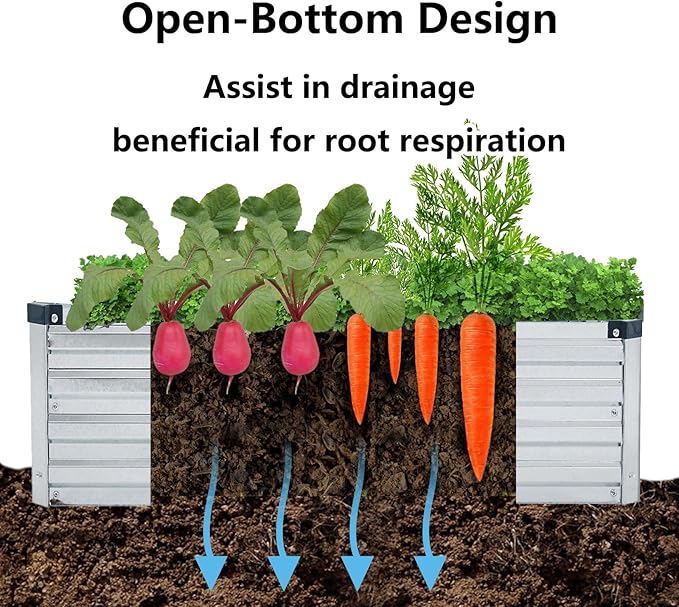 2 Pack 8x2x1FT Galvanized Raised Garden Bed Kit, Outdoor Metal Planter Box - Image 5