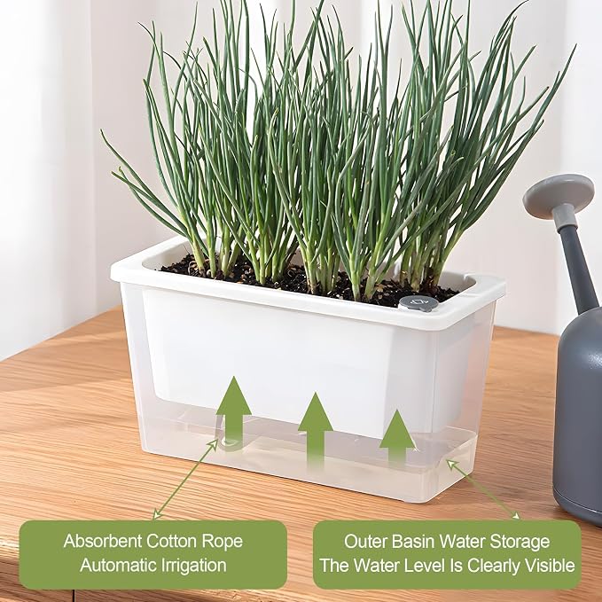 Window Box Planter, 2 Pack 10 Inch Plastic Self Watering Pots - Image 4
