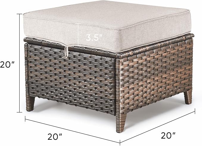 Patio Ottoman Outdoor Wicker Side Table - Image 3