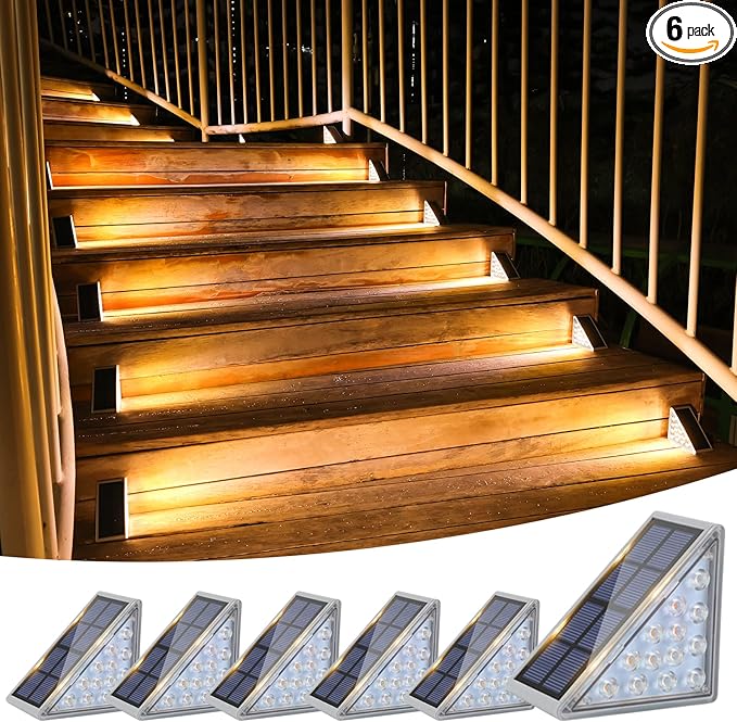 VOLISUN Solar Stair Lights 6 Pack, Solar Step Lights Outdoor Waterproof IP67 by VOLISUN