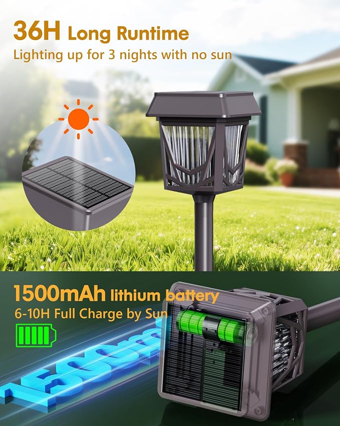 Solar Garden Lights, 6 Pack Bright Pathway Lights - Image 4