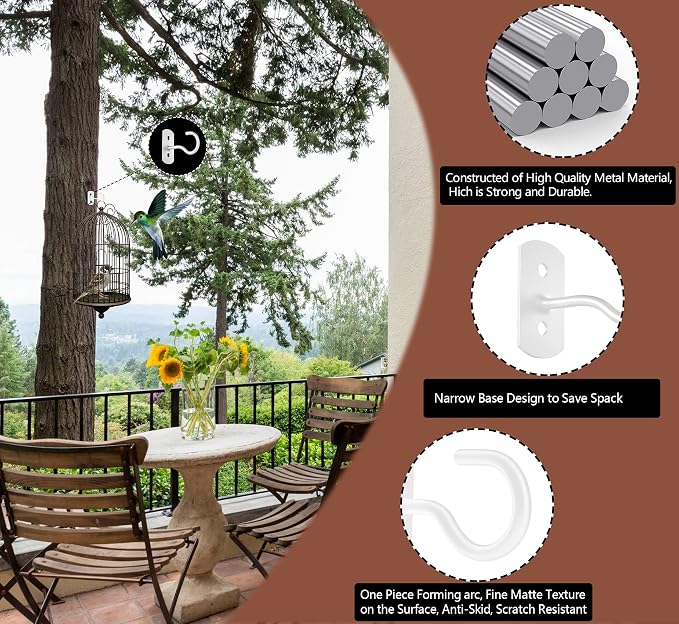 2.5in Ceiling Hooks for Hanging Plants 2Pack White - Image 3