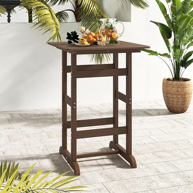 Giantex 42" Height Outdoor Tall Bar Table, HDPE Square Pub Tables - Image 9